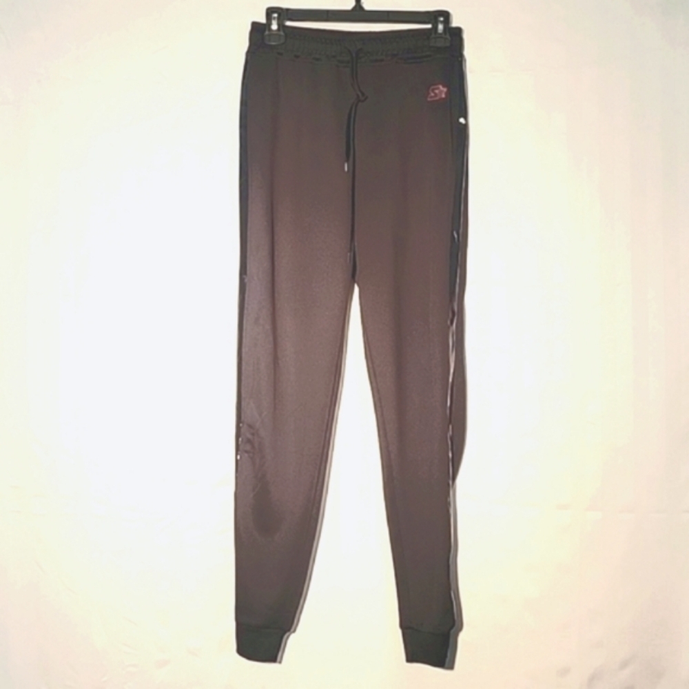 Starter Black Label Woman's Tapered Black Jogger Pants with Side Stripe, Size: S